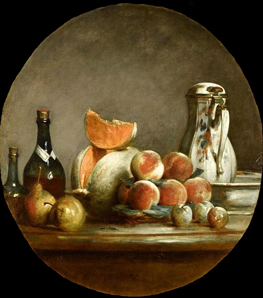 Jean Siméon Chardin - Melone, pere, pesche e prugne, Louvre, Parigi